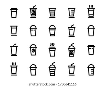 coffee drink bottle bundle set icon