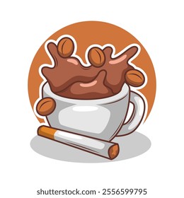 Coffee drink in cup illustration