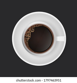 Coffee drink. Cup of coffee isolated on dark background. Modern art.