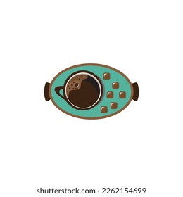 coffee drink with cup on tray color vector design illustration