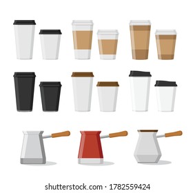 Coffee and Drink Flat Icons set , Vector illustration with White Background
