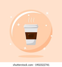 coffee drink glass design illustration in a bubble