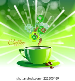 coffee drink green cup beverage background espresso