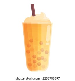 Coffee drink icon cartoon vector. Milk bubble. Asian ice