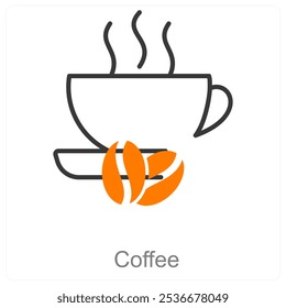Concepto de icono de café y bebida