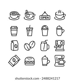 coffee drink icon set design that can be used for template design purpose