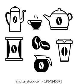 Coffee Drink Icon Set Vector.