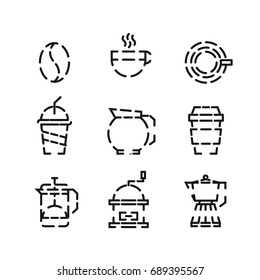 Coffee and drink icon set with white background