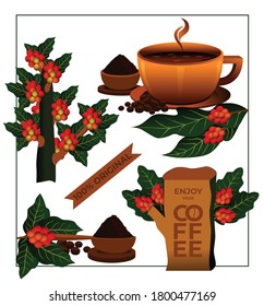 Coffee drink illustration concept for background & wall decoration. Vector EPS10