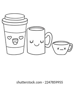coffee drink illustration. Vector graphics, set collection 