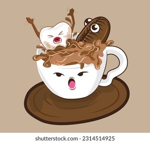 coffee drink makes teeth scream vector editable