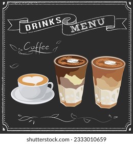 Coffee drink menu drawing vector