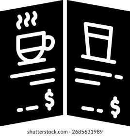 Icono de menú de café y bebida para restaurante