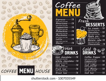 Coffee Drink Menu Restaurant Cafe Design Stock Vector (Royalty Free ...