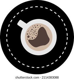 Coffee drink on the black background in the flat style