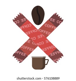 Coffee drink in packaging, a cup and coffee grain, fragrant drink,vector image, flat design