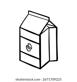Coffee drink in packaging vector line sketch monochrome