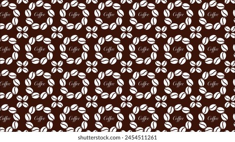 Patrón de bebida de café, diseño para la decoración de la cafetería, impresión textil, Fondo de pantalla, embalaje. Granos de café