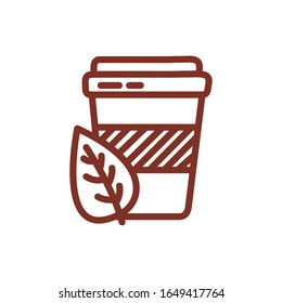 coffee drink in plastic container line style vector illustration design