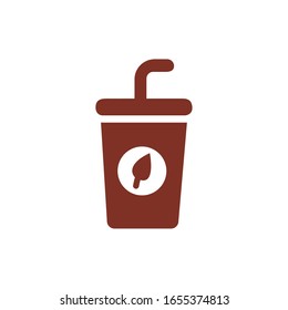 coffee drink in plastic container silhouette style vector illustration design