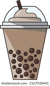Beber café en taza de plástico con burbuja