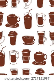 Kaffeegetränk nahtlose Illustration Vektormuster Design