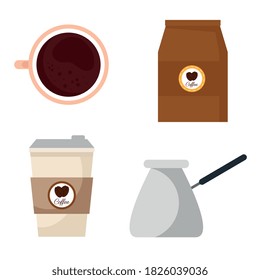 coffee drink with set icons vector illustration design
