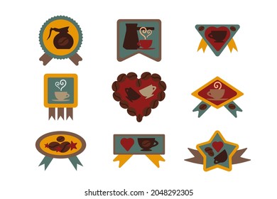 Coffee drink shop or cafeteria badge set vector