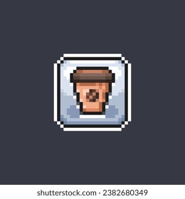 coffee drink sign in pixel art style