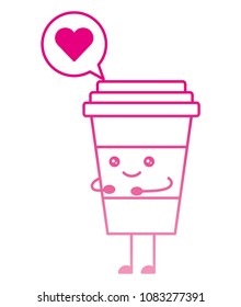 coffee drink with speech bubble kawaii character