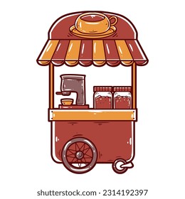 Coffee drink stand food hand-drawn illustration