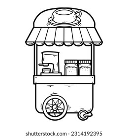 Coffee drink stand food outline sketch hand-drawn illustration
