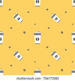 Coffee Drink Takeout Paper Cup Seamless Background