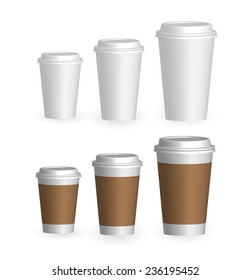 Coffee drinking cups sizes set, vector illustration