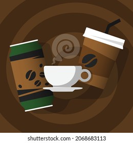 Coffee drinking in modern simple flat style vector illustration.  Beverage concept background.