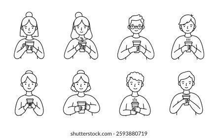 The coffee drinking people icon is available as an isolated and usable vector icon for digital environments.