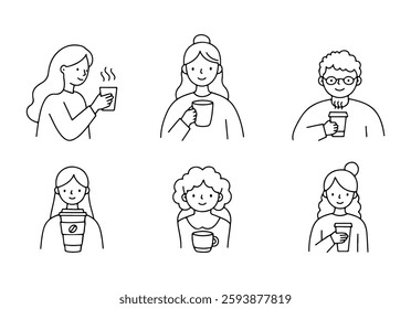 The coffee drinking people icon can be used on websites and applications, and also has an editable vector file.