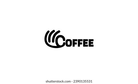 coffee drinking symbol, Coffee elegant logo with hand and text