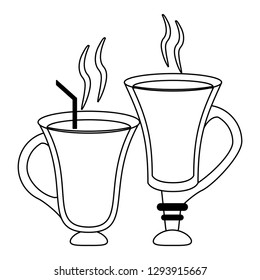Coffee drinks concept in black and white