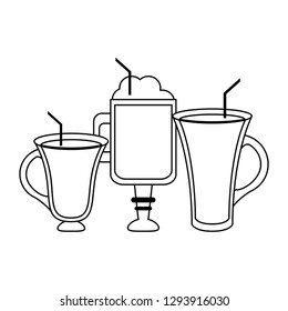 Coffee drinks concept in black and white