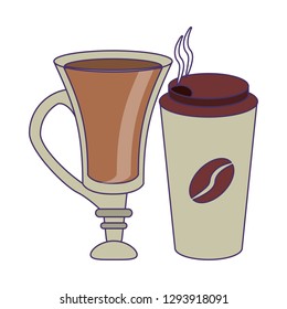 Coffee drinks concept blue lines