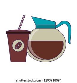 Coffee drinks concept blue lines