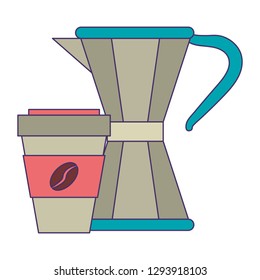 Coffee drinks concept blue lines