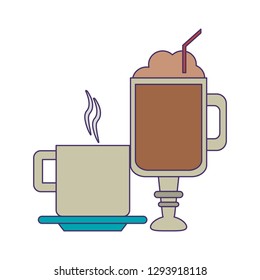 Coffee drinks concept blue lines