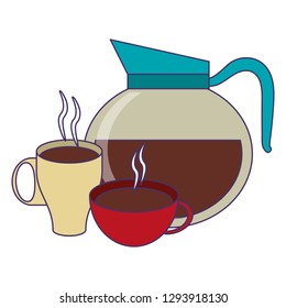 Coffee drinks concept blue lines