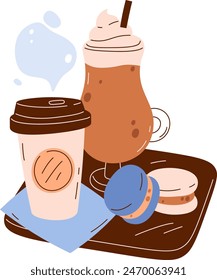 Bebidas De Café Con Ilustración vectorial De Galletas