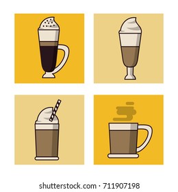 Coffee drinks icon set