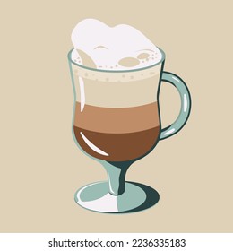 Coffee drinks latte with foam isolated vector illustration 10ESP