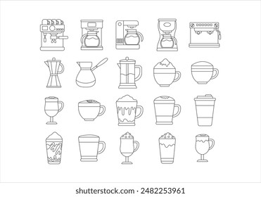 Coffee Drinks Outline Icon Set