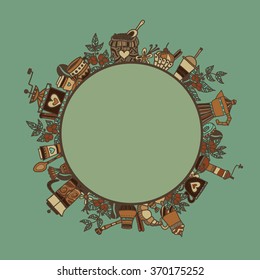 Coffee drinks painted by hand. Coffee. Vector illustration